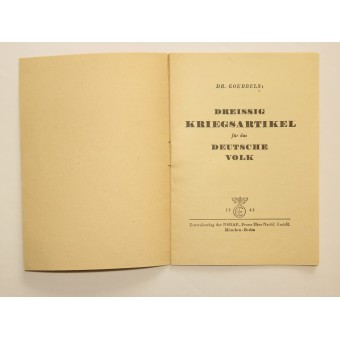 30 War articles by Dr Goebbels. Dreissig Kriegsartikel für das Deutsche Volk, 1943. Espenlaub militaria